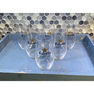 6x Estrella Damm Barcelona Beer Lager Glass 330ml 33c 2015 Collector's Edition